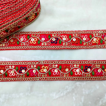 Vibrant Multicolor Floral Lace Trim