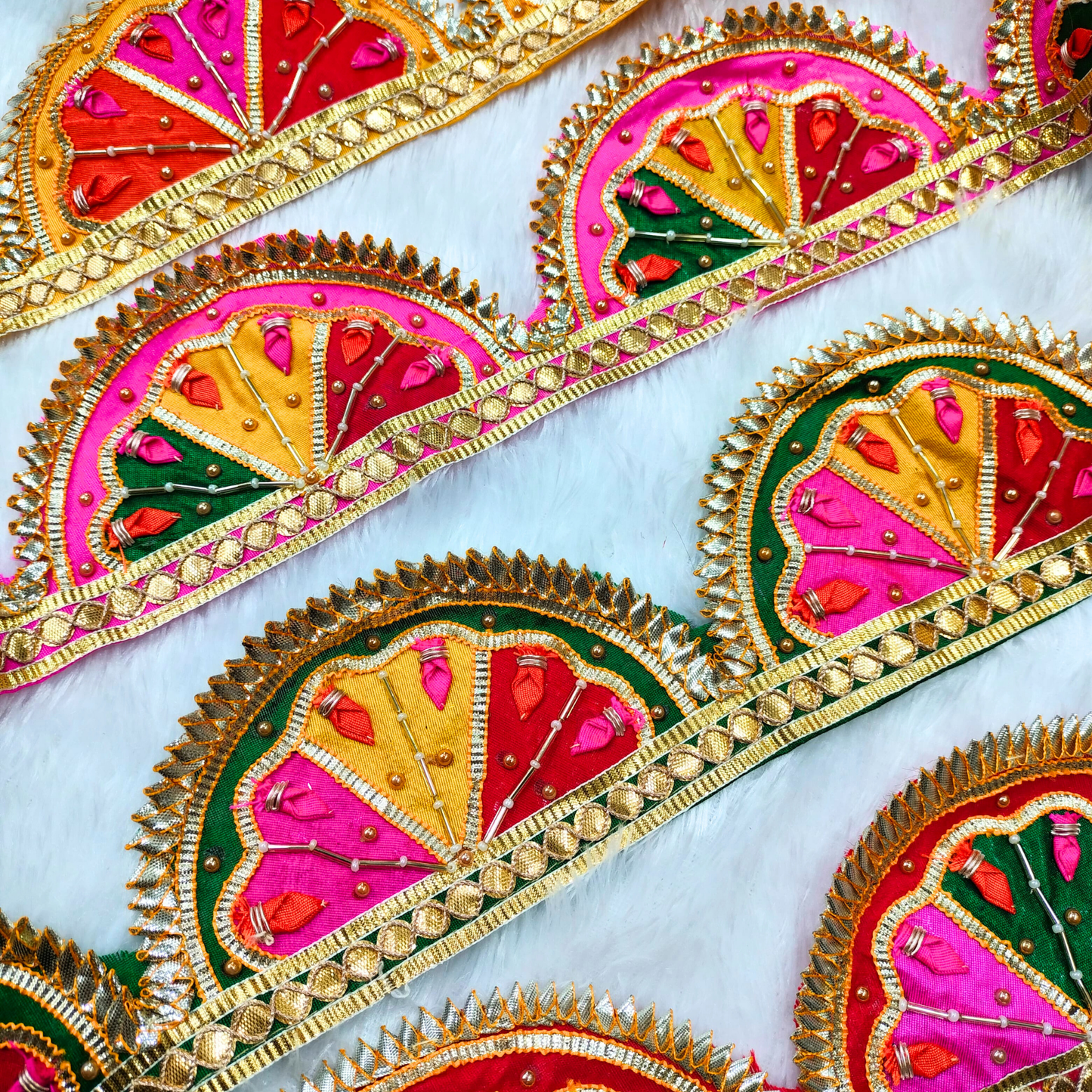 Traditional Green Multicolor Gota Trim
