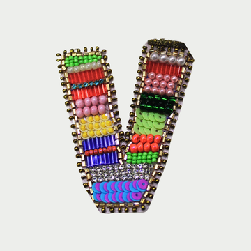 Color burst Alphabet 'V' Handmade Patch