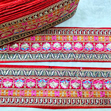 Multicolor Embroidery Work Lace