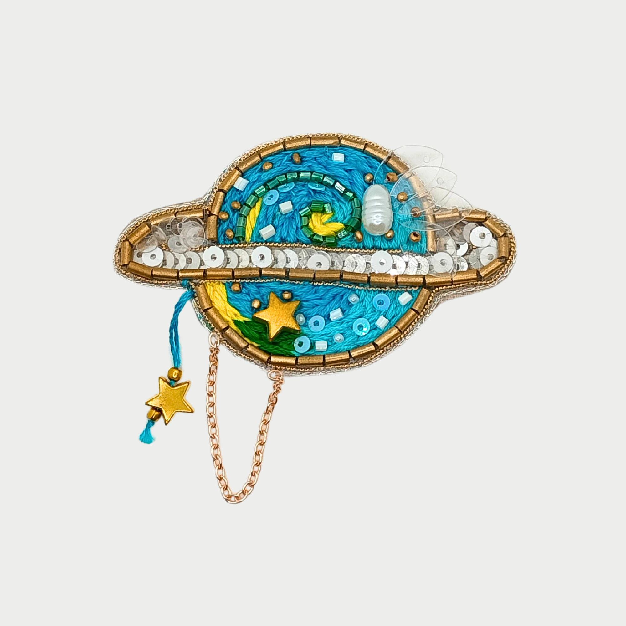 Refined Threadwork Globe Appliqué Handmade Patch