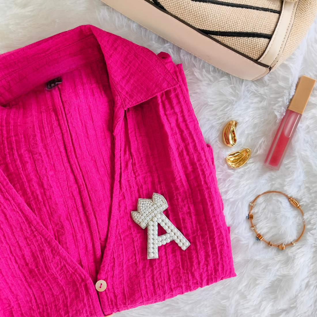 Regal Pearl Crown Alphabet 'A' Patch