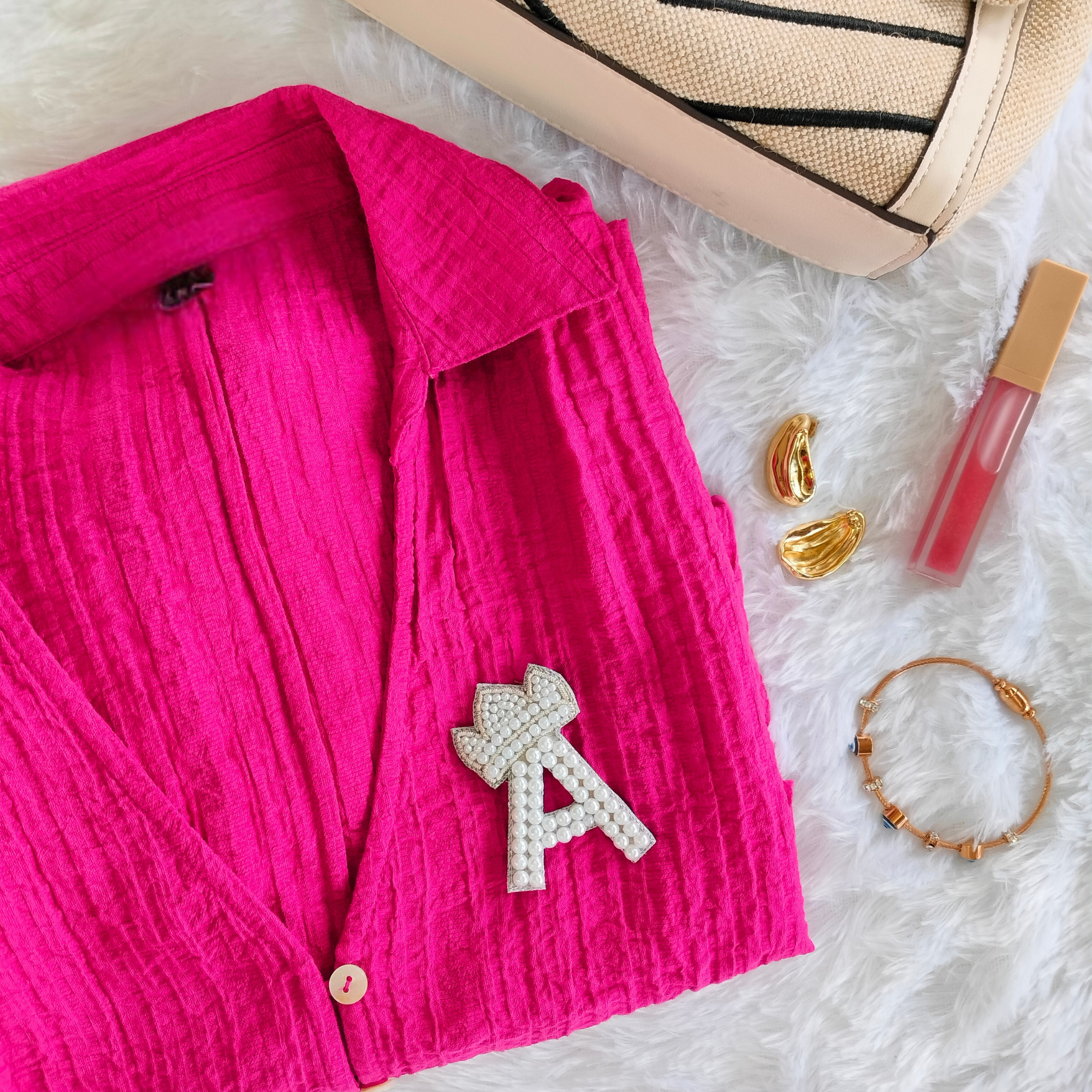 Regal Pearl Crown Alphabet 'A' Patch