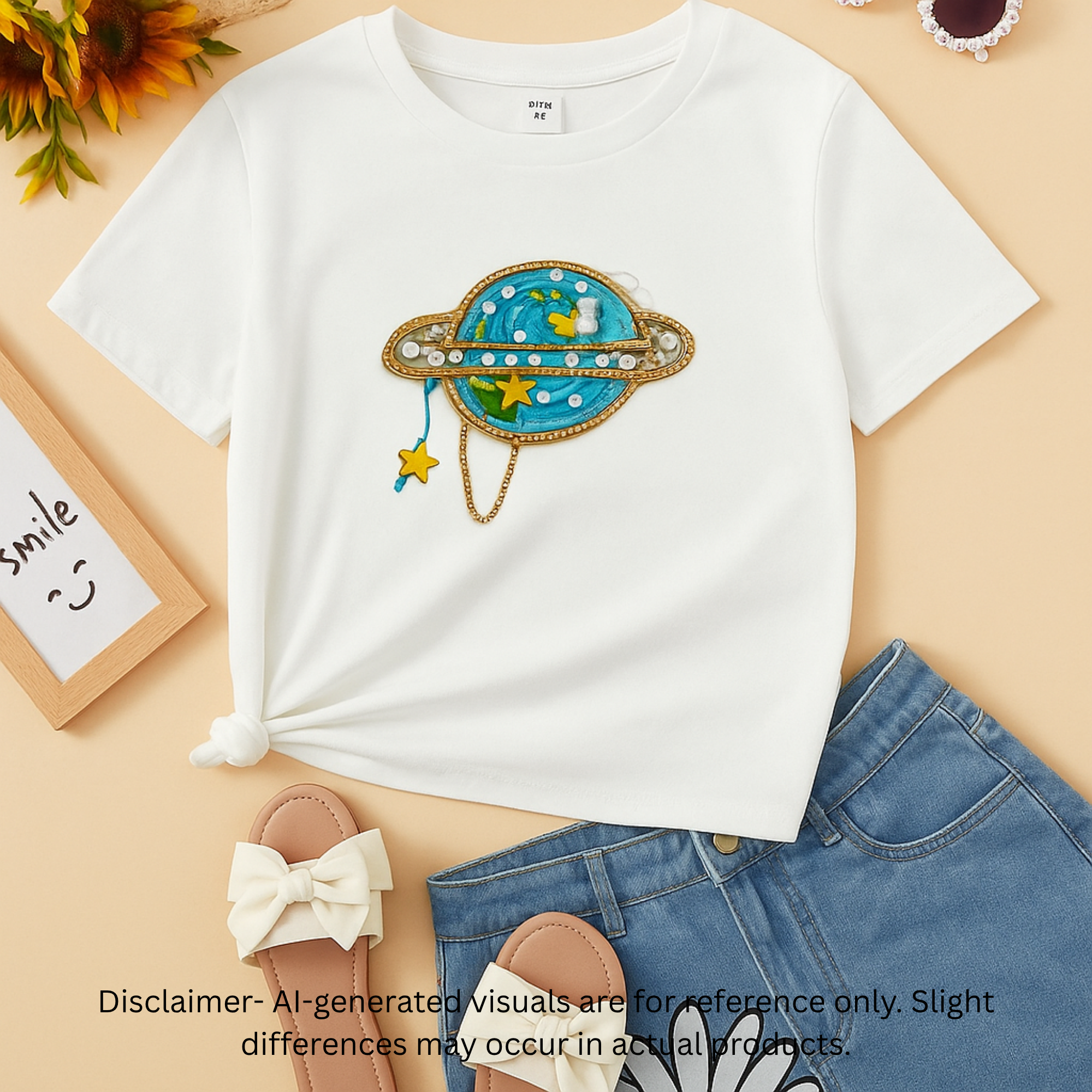 Refined Threadwork Globe Appliqué Handmade Patch