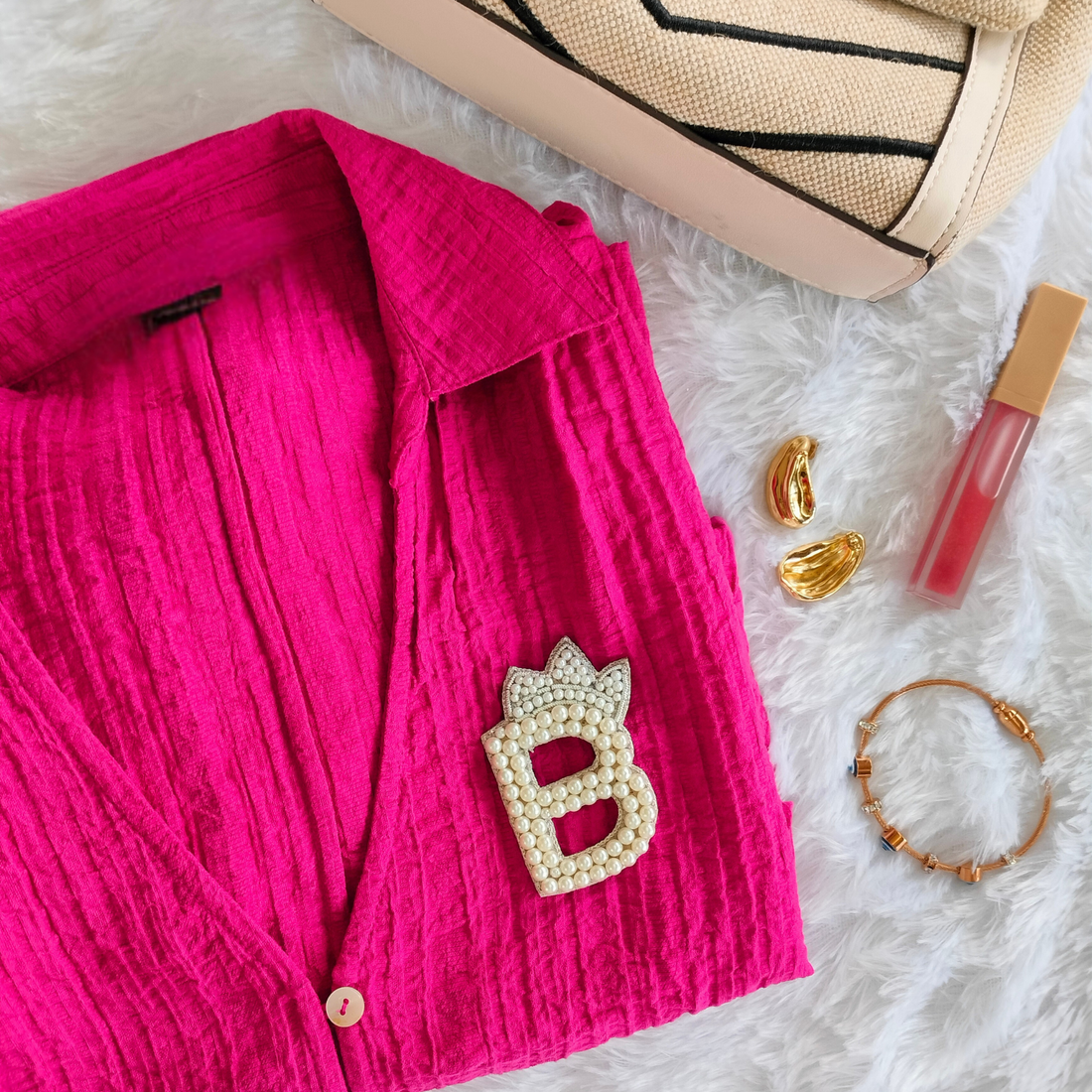 Regal Pearl Crown Alphabet 'B' Patch