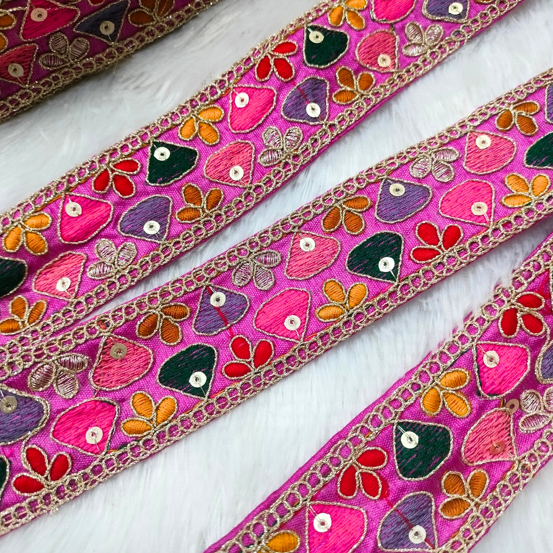 Multicolor Embroidery Tirm