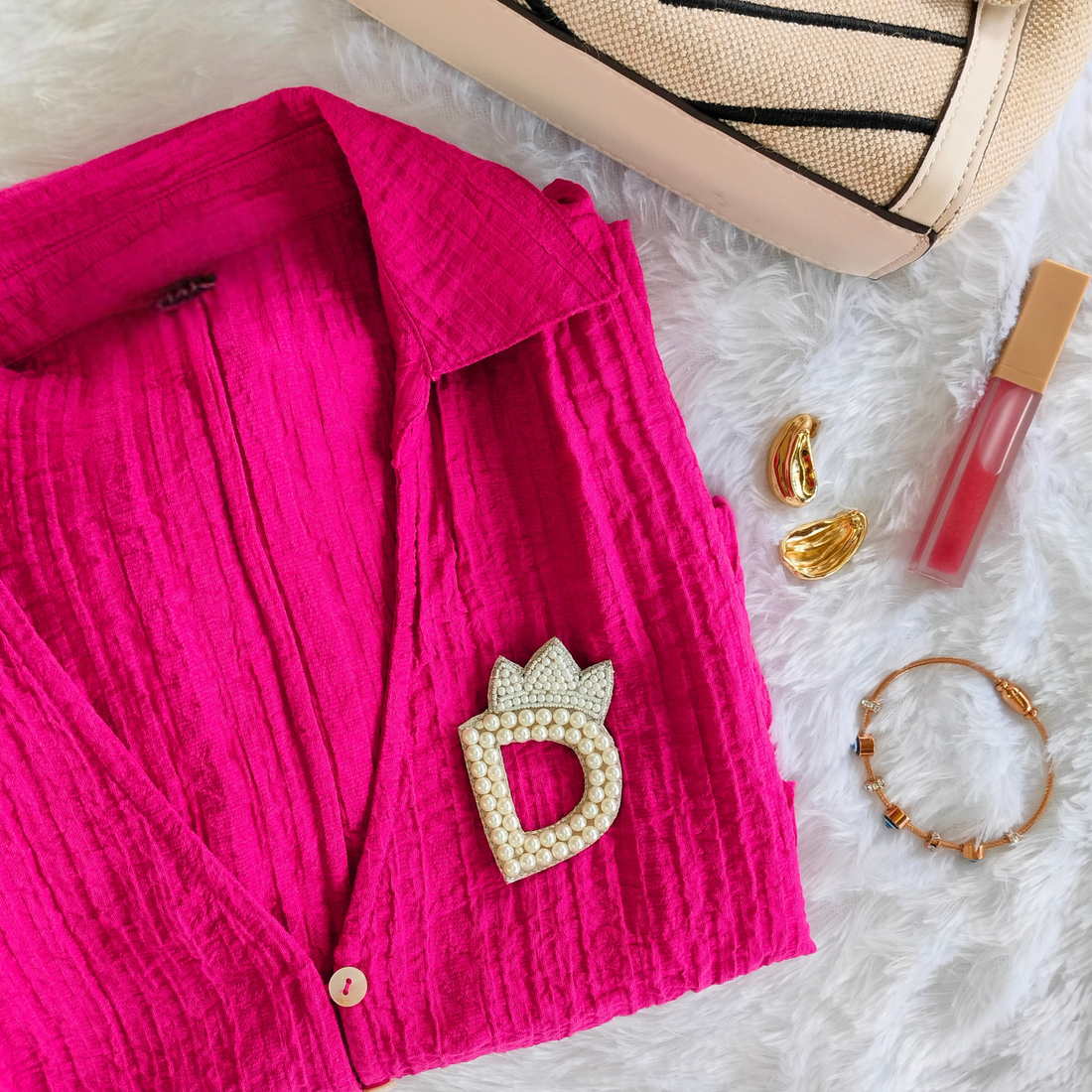 Regal Pearl Crown Alphabet 'D' Patch