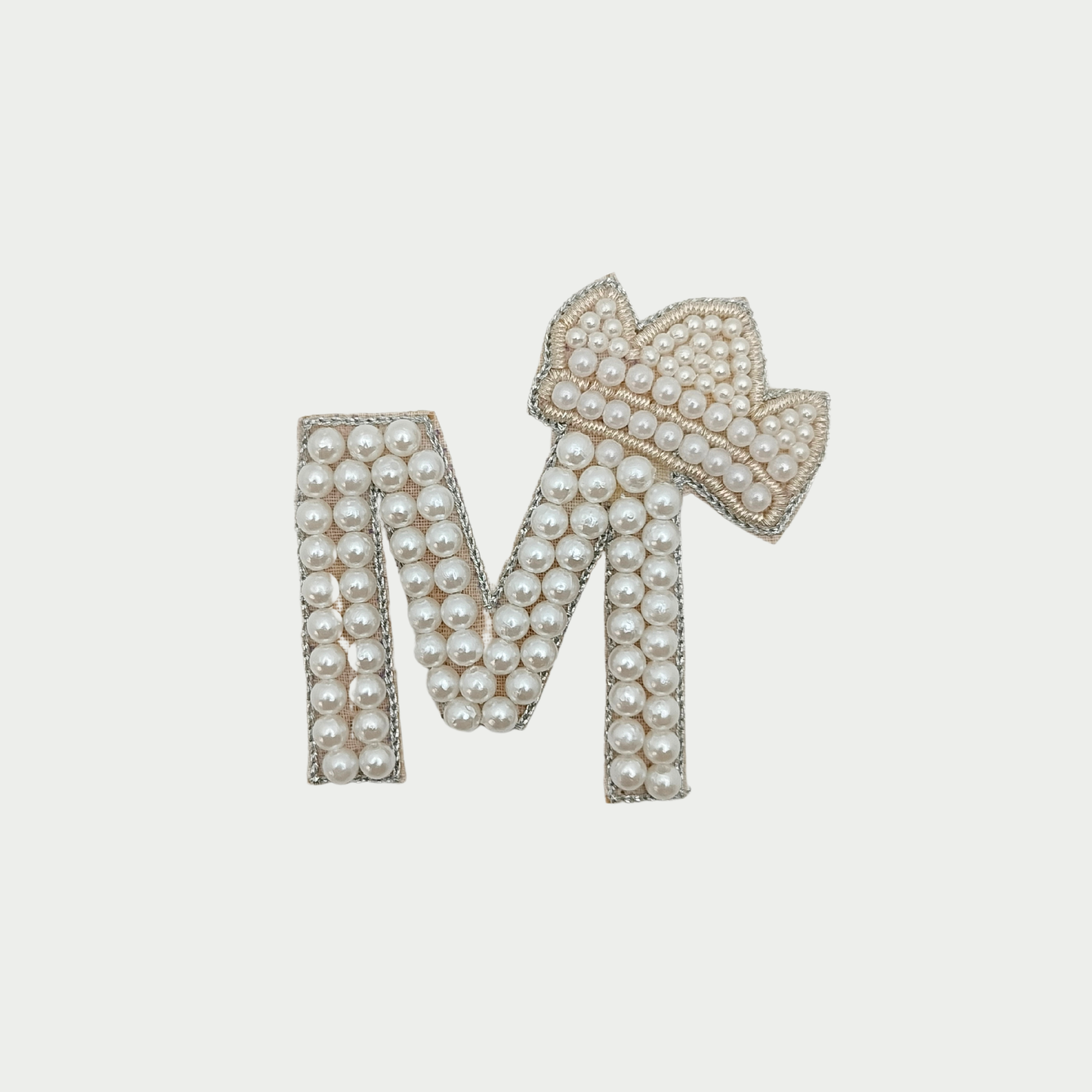 Regal Pearl Crown Alphabet 'M' Patch
