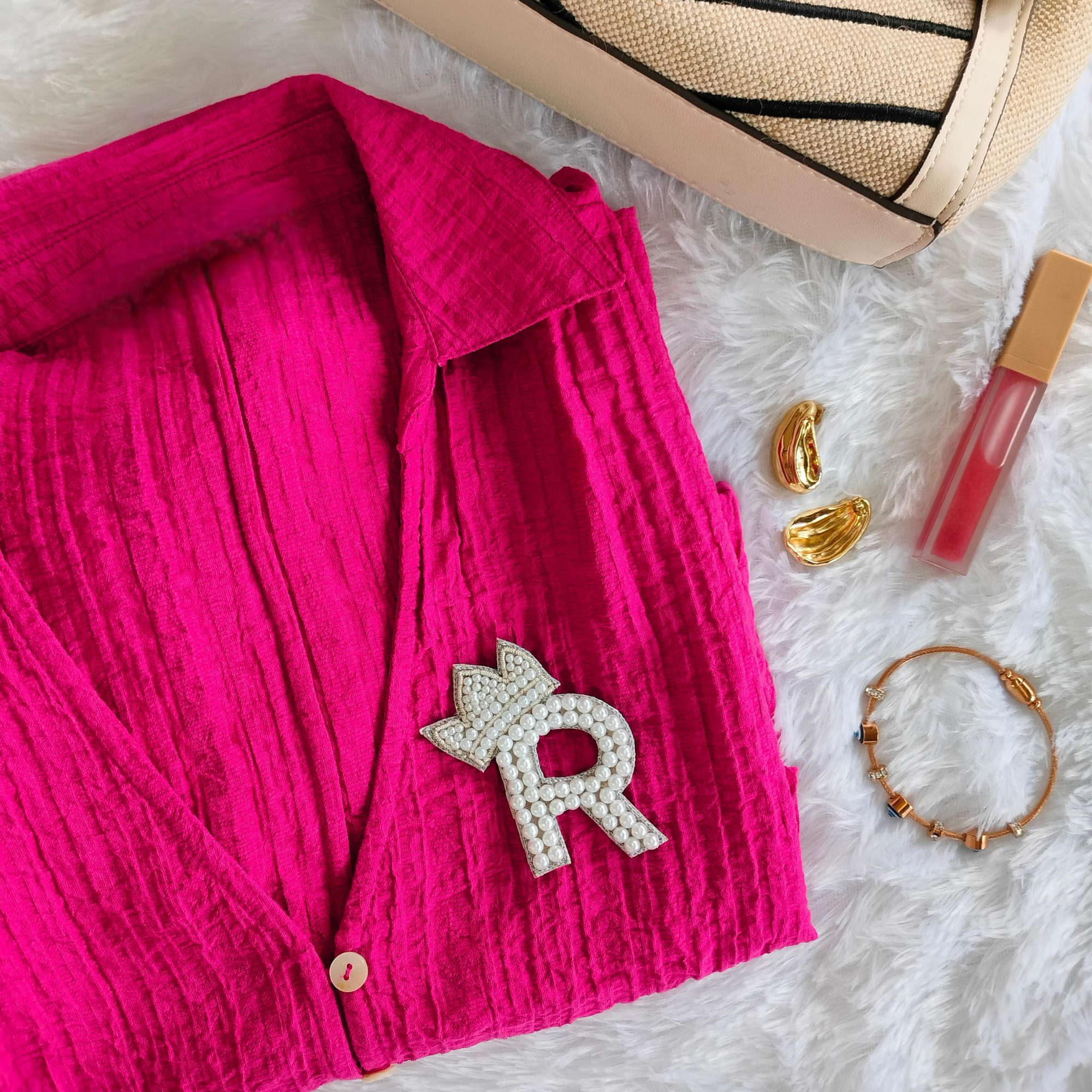 Regal Pearl Crown Alphabet 'R' Patch