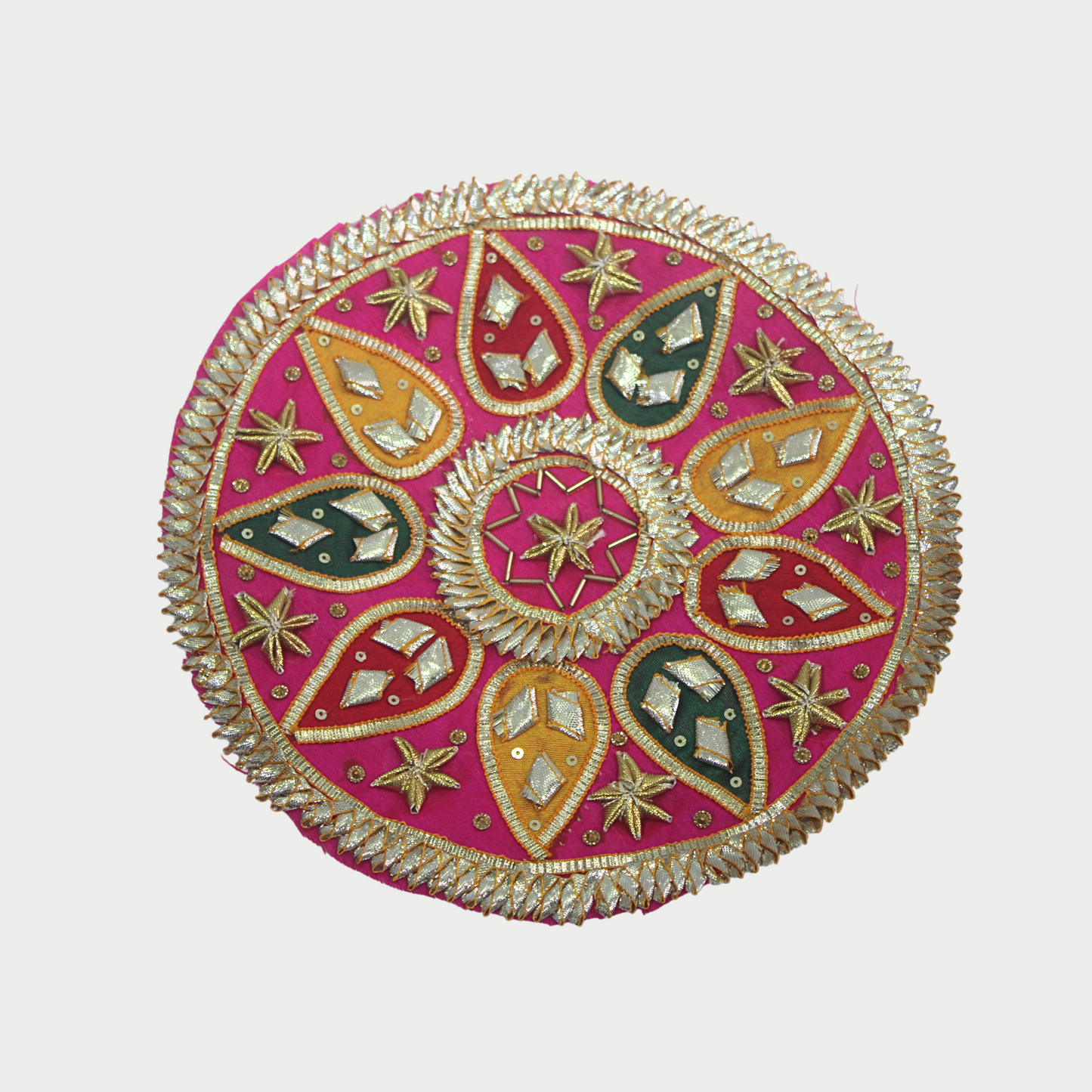 Pink Embellished Round Gota Patti Patch
