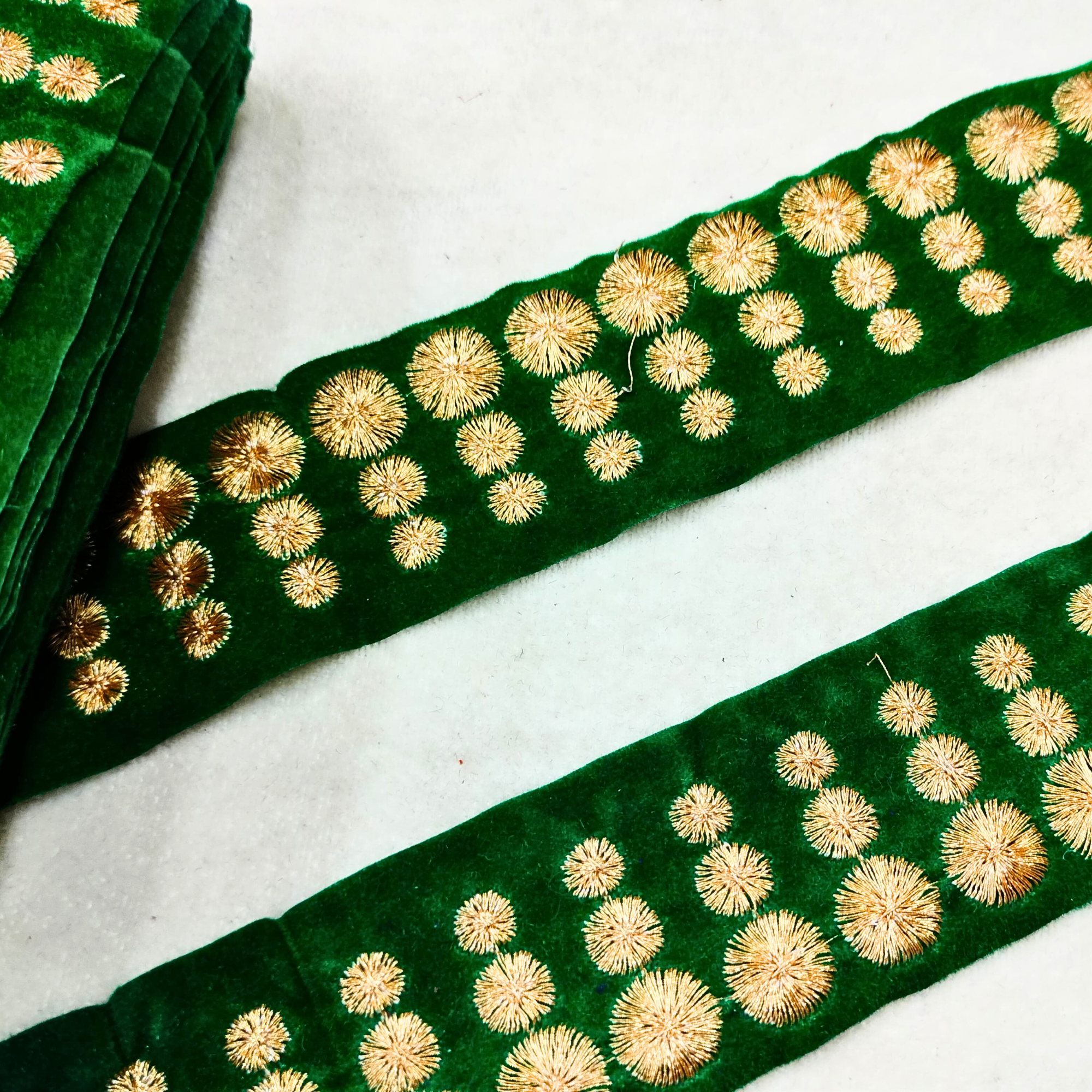 Green Fancy Zari and Thread Work Embroidered Border