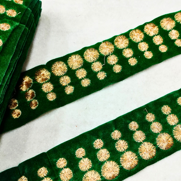 Green Fancy Zari and Thread Work Embroidered Border