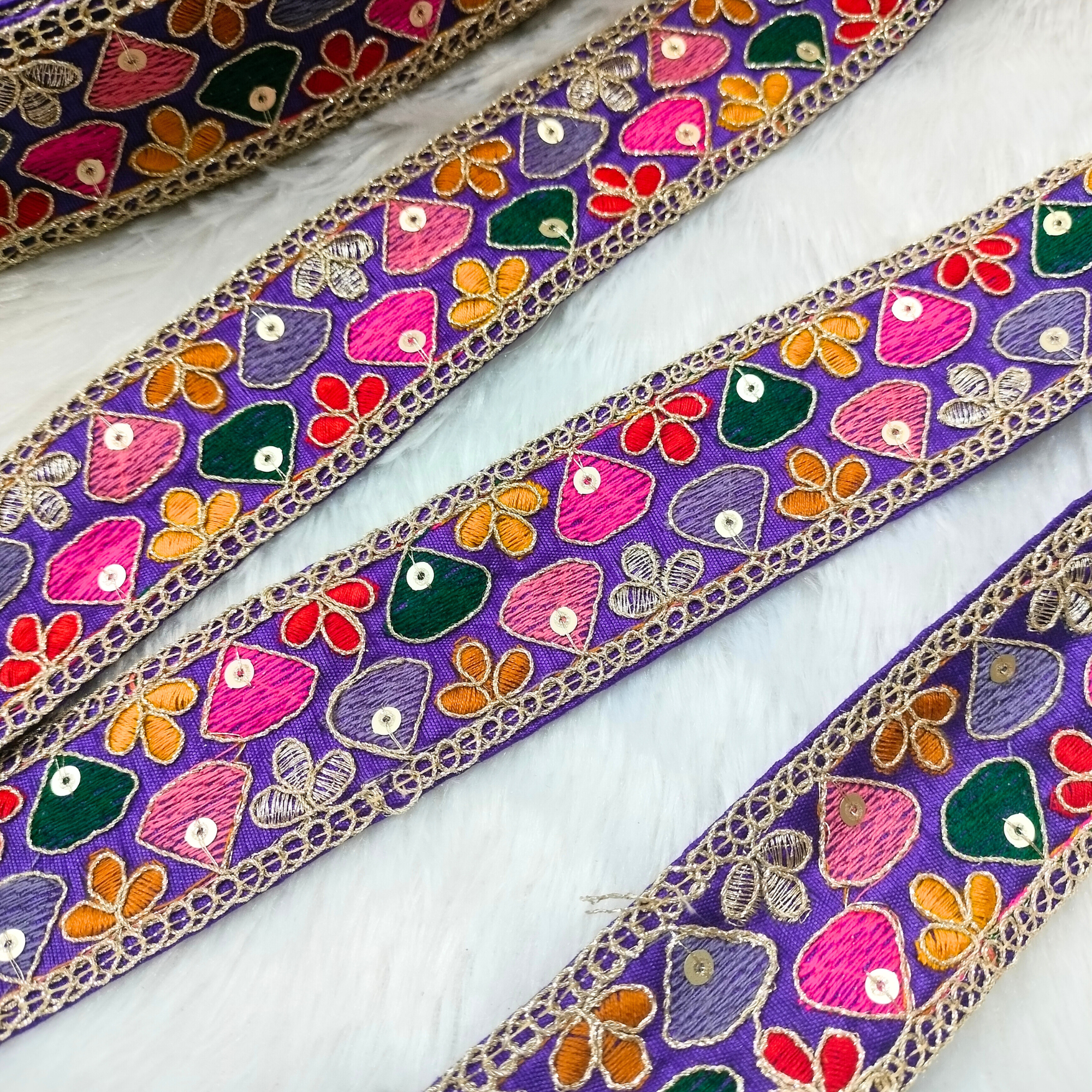 Multicolor Embroidery Tirm