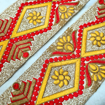Multicolor Fancy Zari and Thread Work Embroidered Border