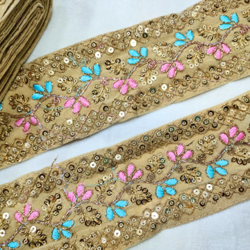 Embroidered Floral Sequin Trim