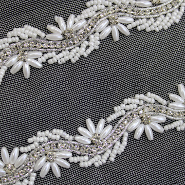 Beads & Stone Embellished Handwork Lace