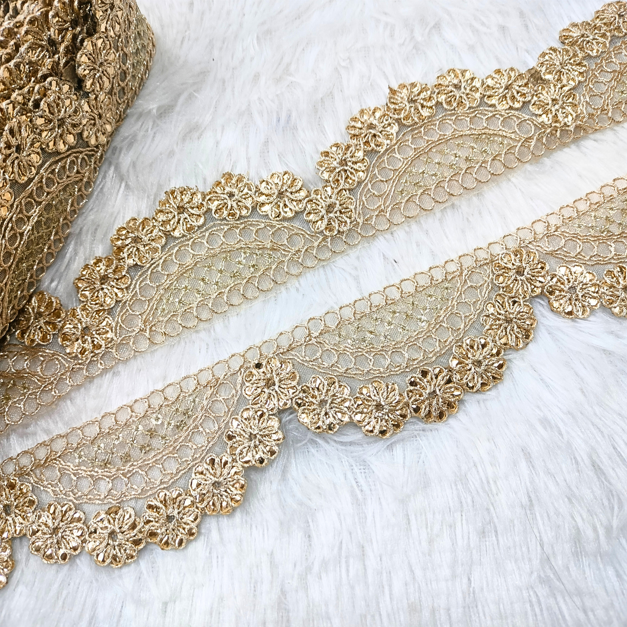 Golden Floral Gota Trim