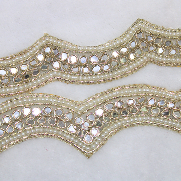 Golden Scalloped Mirror Embellished Handwork Trim