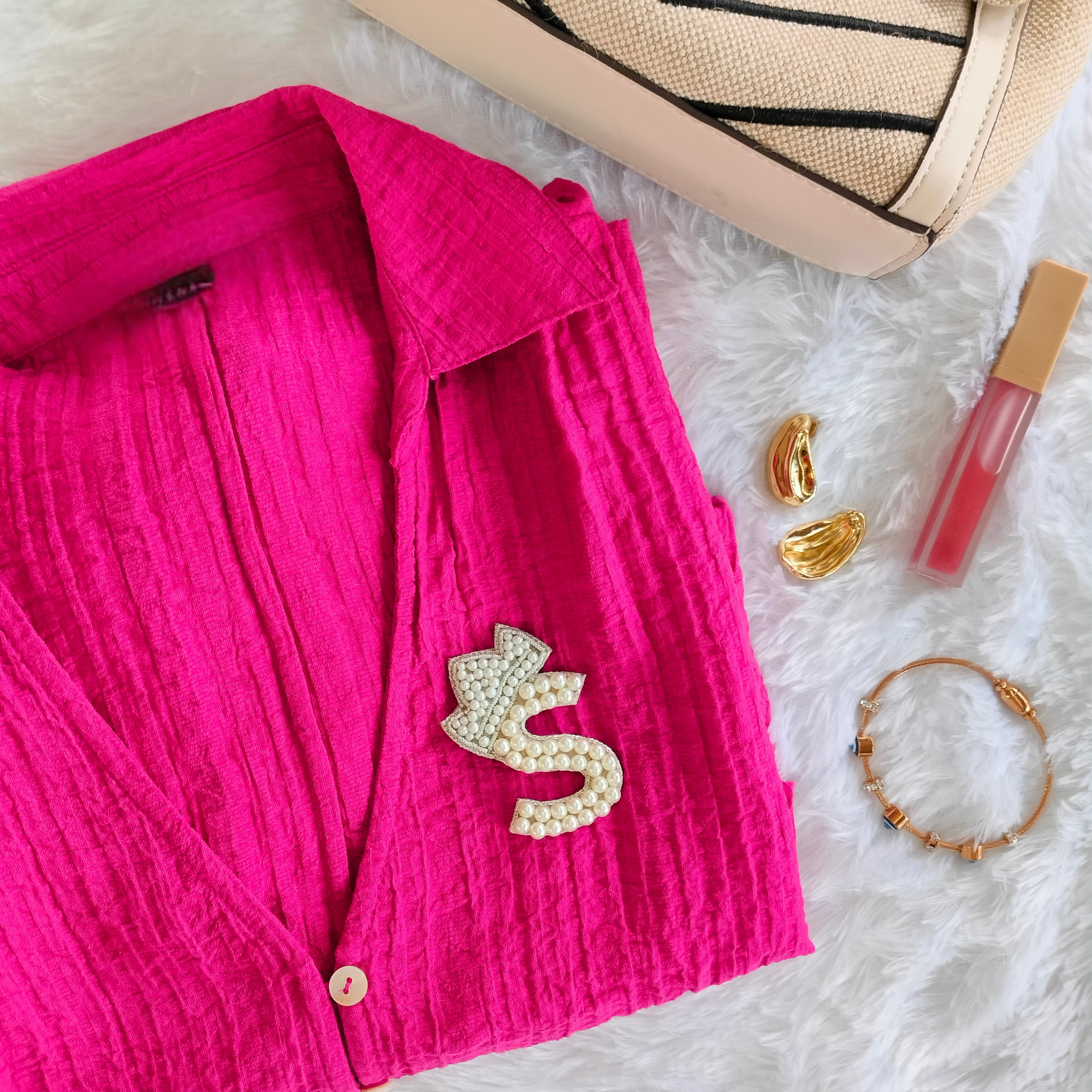 Regal Pearl Crown Alphabet 'S' Patch