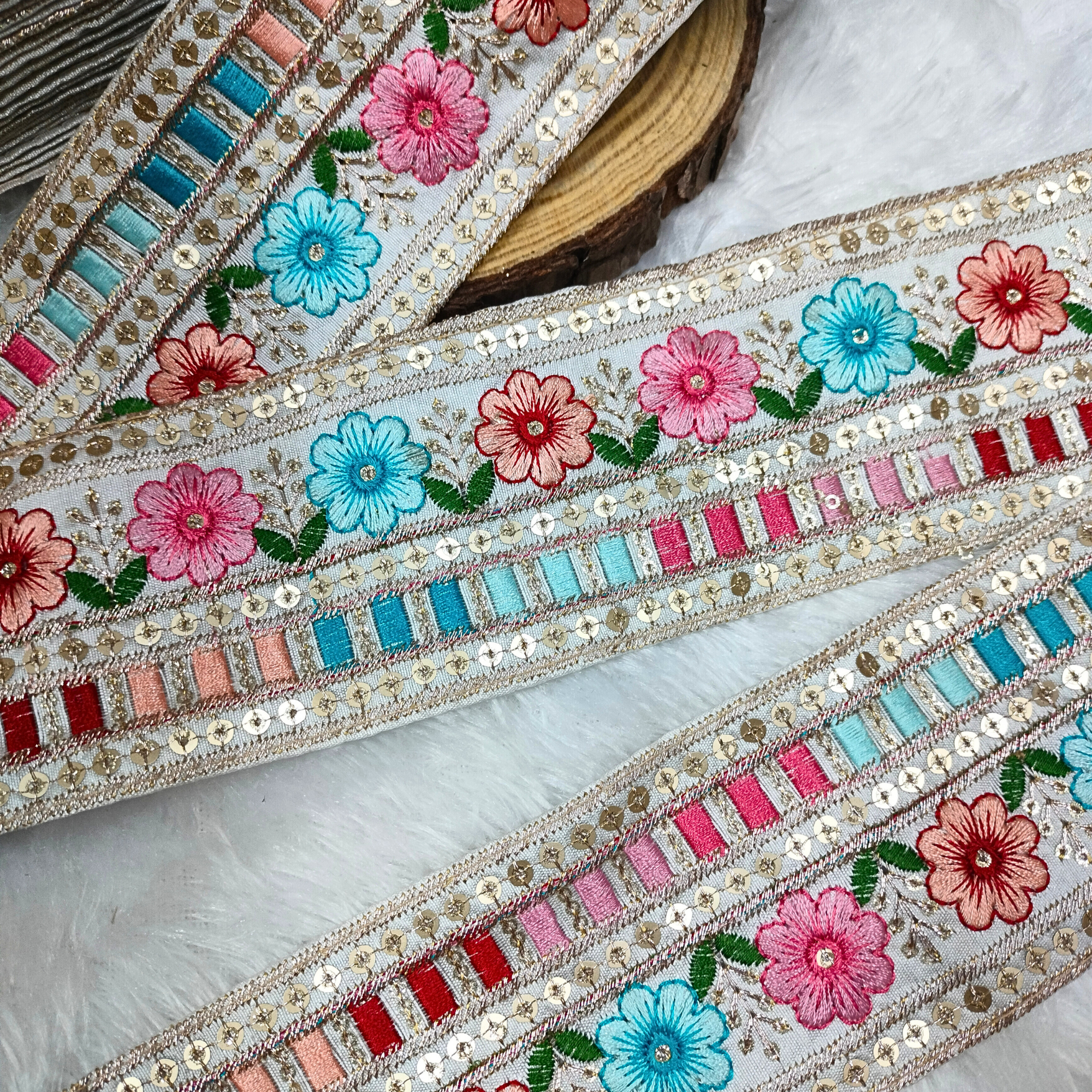 Multicolor Threadwork Trim