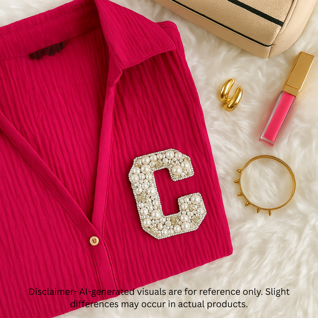 Stone & Pearl Alphabet 'C' Patch