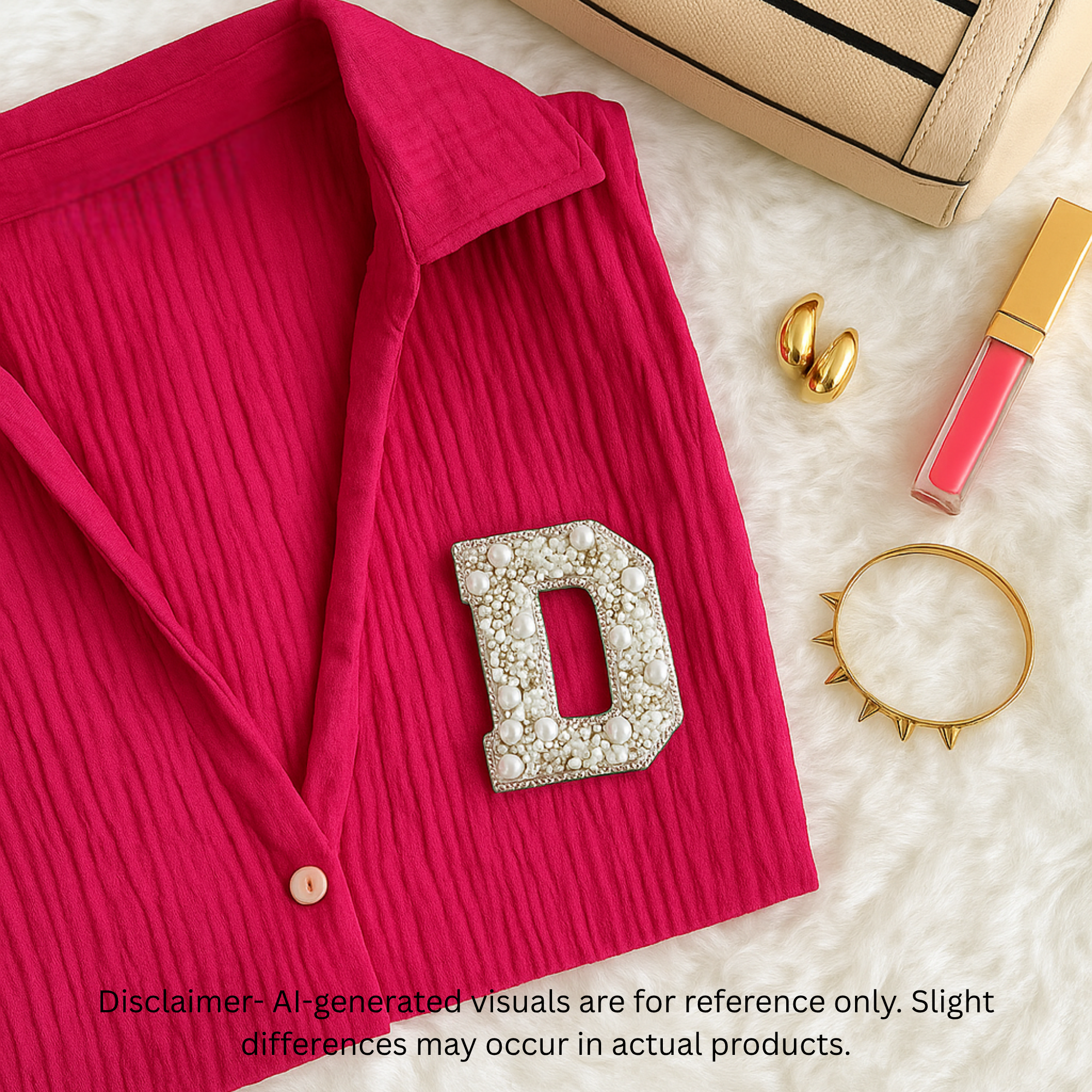 Stone & Pearl Alphabet 'D' Patch