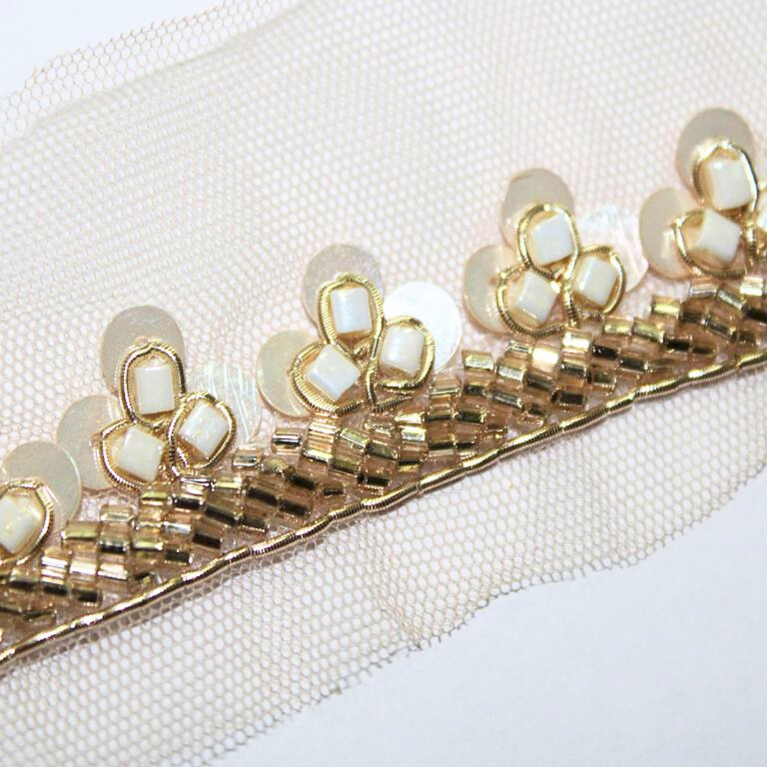 Golden Embellished Handwork Lace And Trim