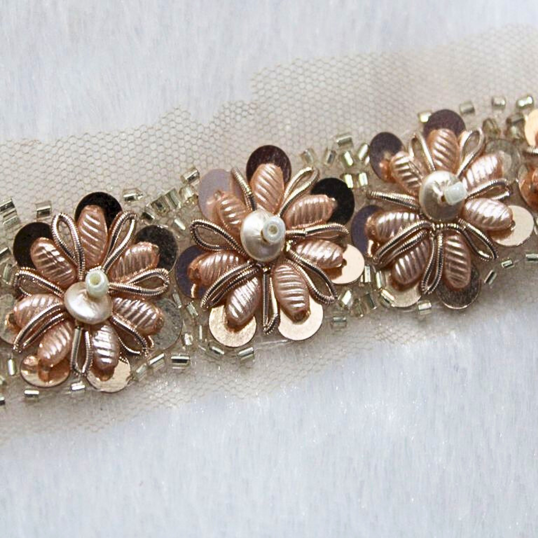 Rose Gold Beads Embellished Handcrafted Trim
