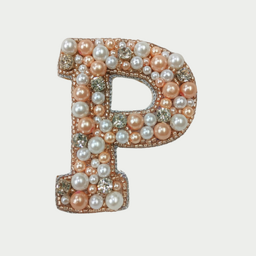 Stone & Pearl Alphabet 'P' Handmade Patch