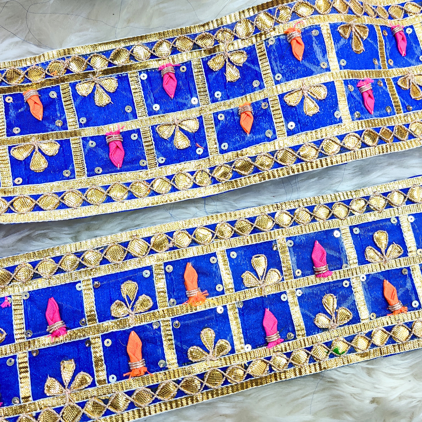Blue Handcrafted Gota Trim