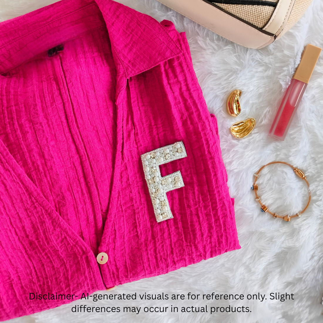 Stone & Pearl Alphabet 'F' Patch