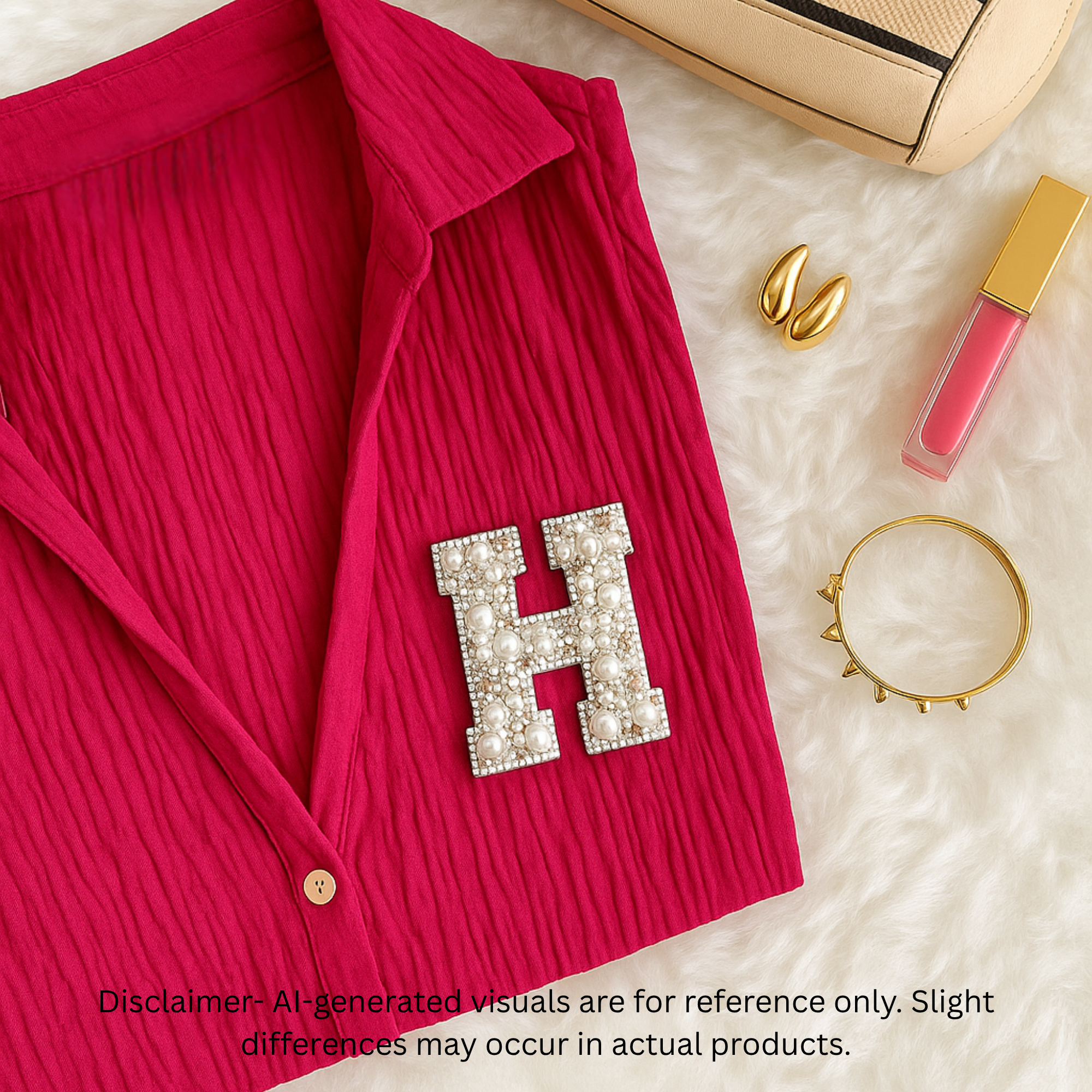 Stone & Pearl Alphabet 'H' Patch