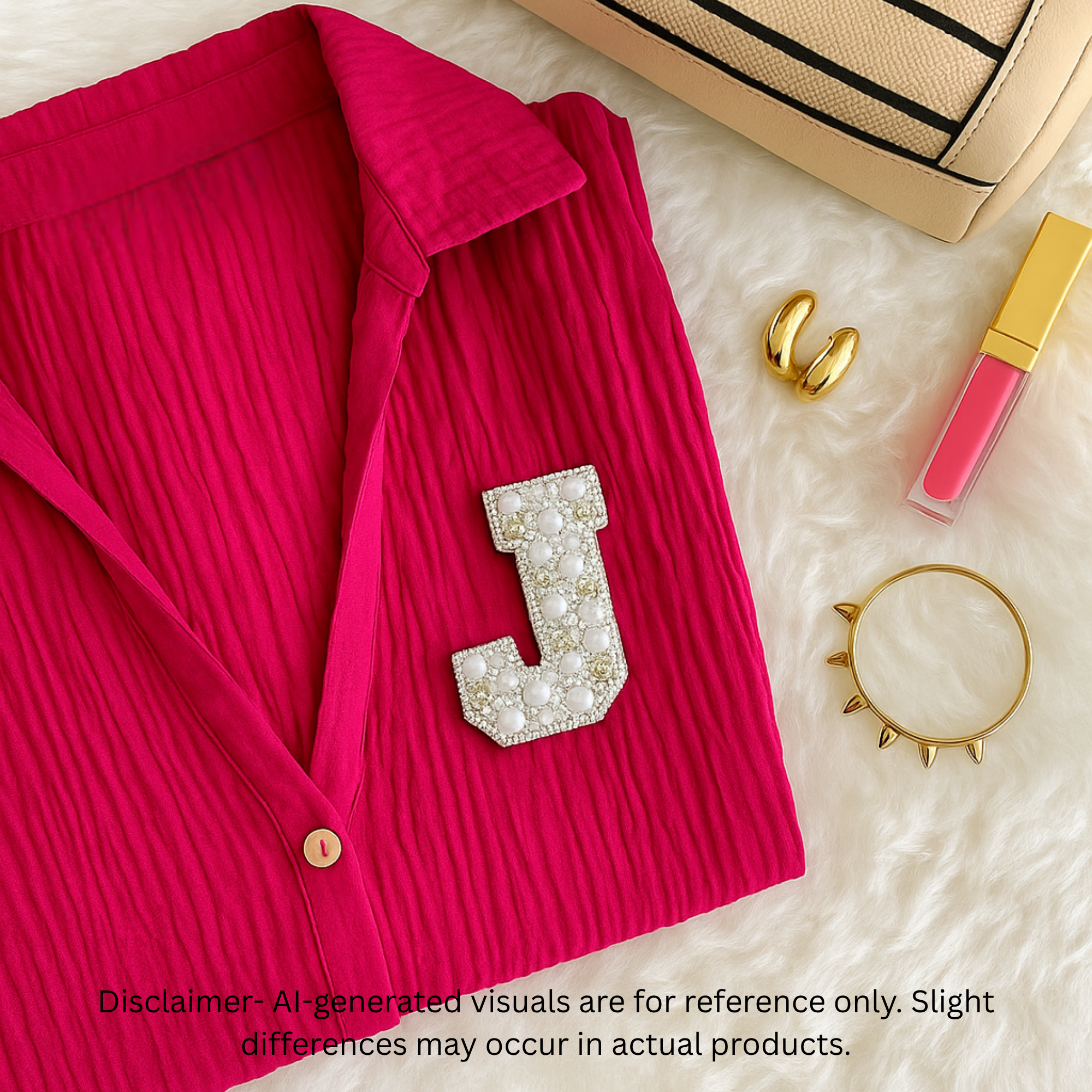 Stone & Pearl Alphabet 'J' Patch