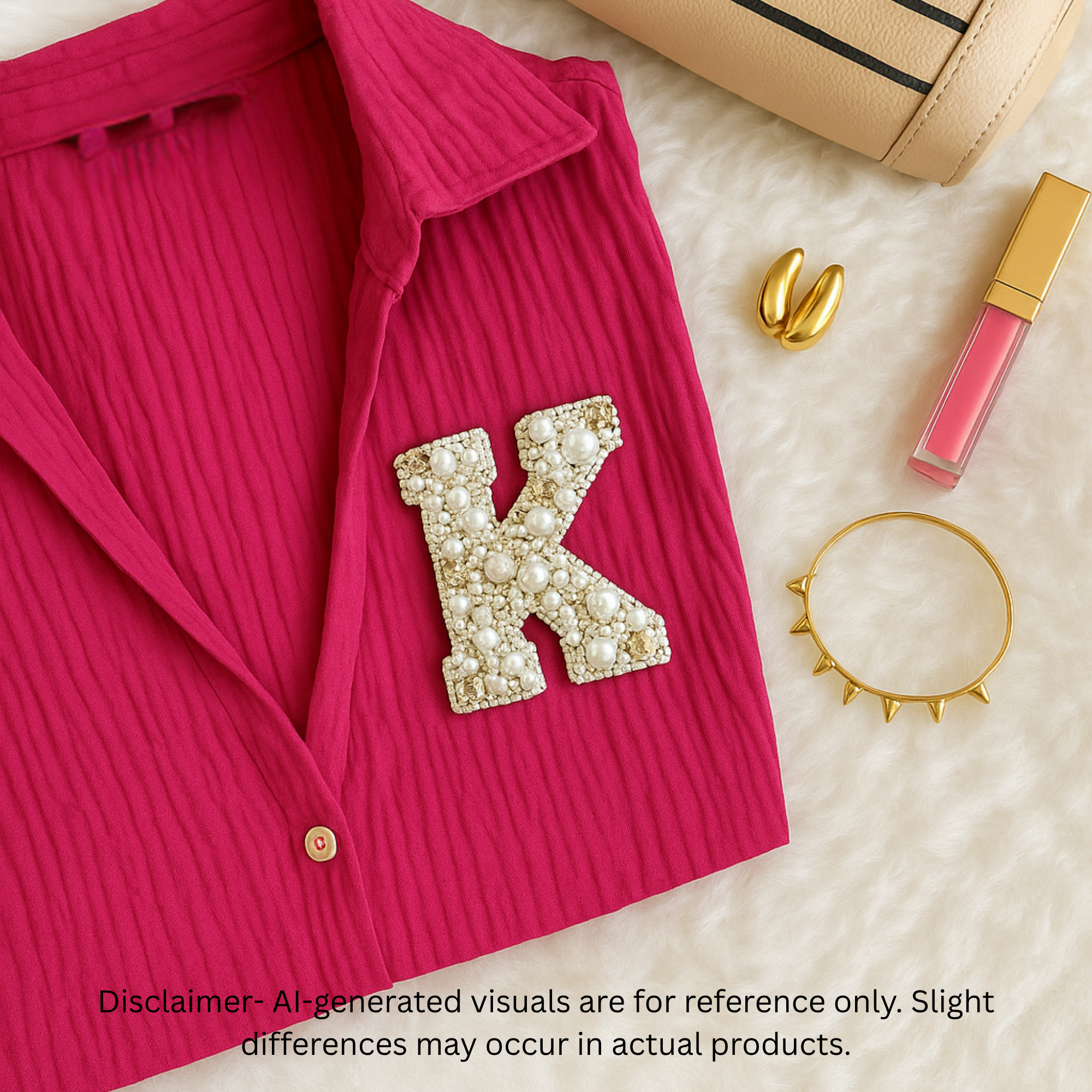 Stone & Pearl Alphabet 'K' Patch