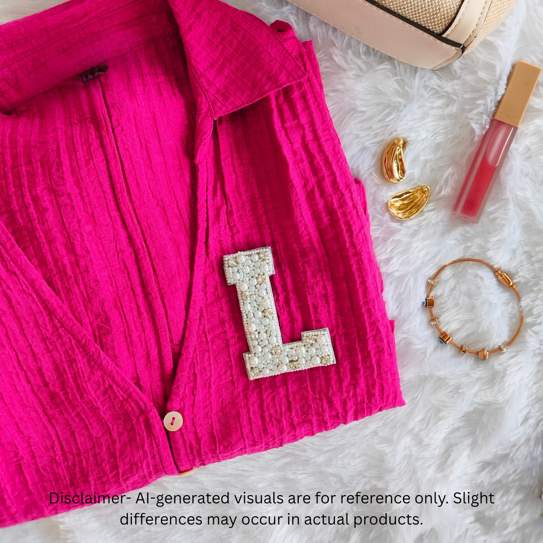 Stone & Pearl Alphabet 'L' Patch