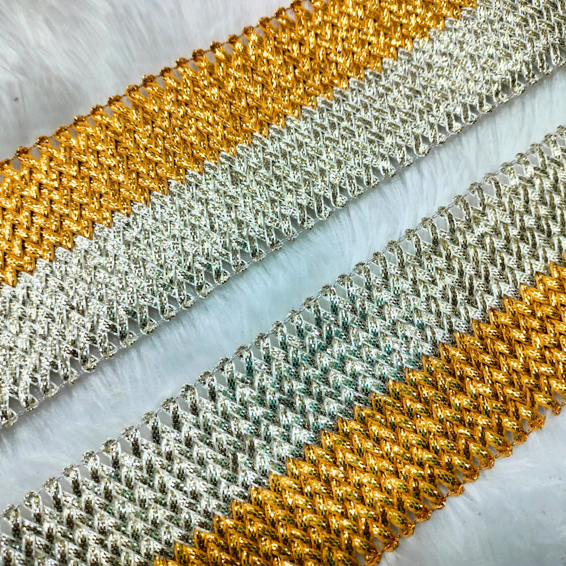 Gold And Silver Zari Exquisite Metallic Borders