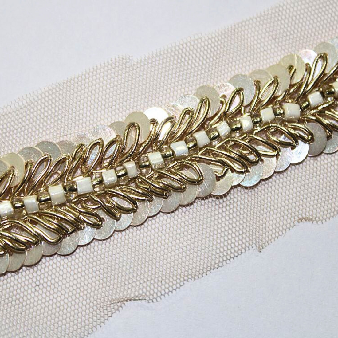 Light Golden Embellished Handwork Trim