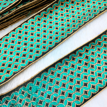 Emerald Geometric Zari Lace