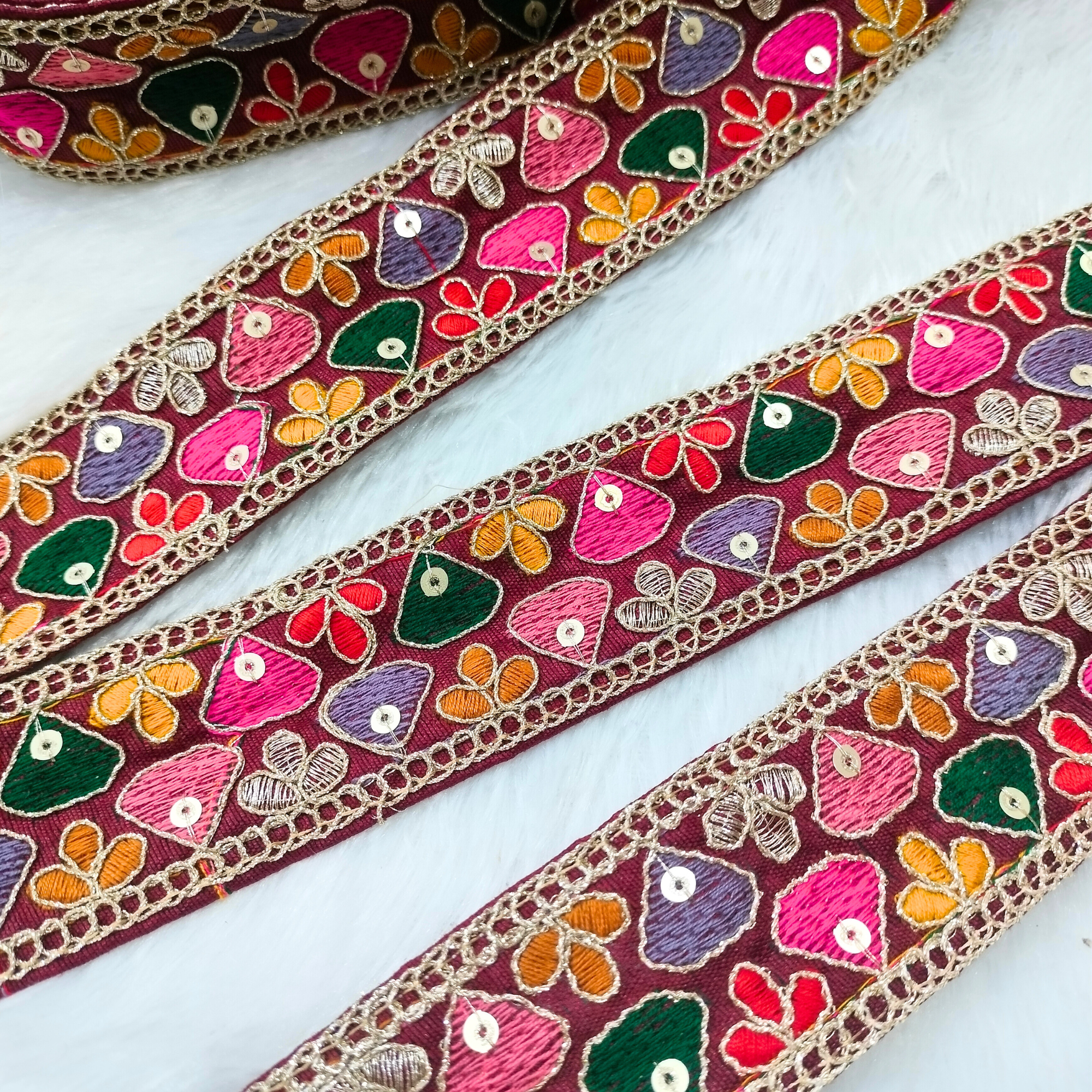 Multicolor Embroidery Tirm