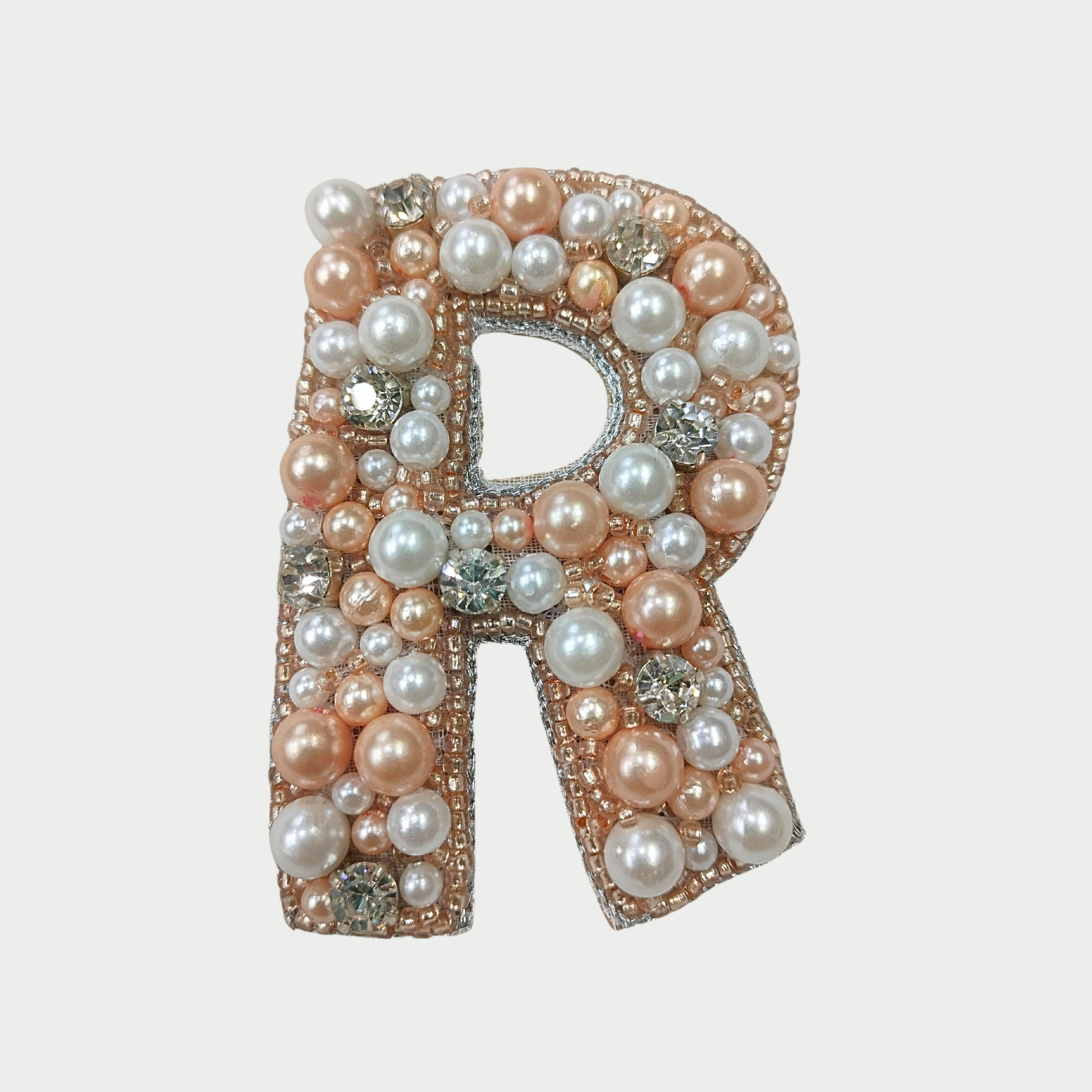 Stone & Pearl Alphabet 'R' Handmade Patch