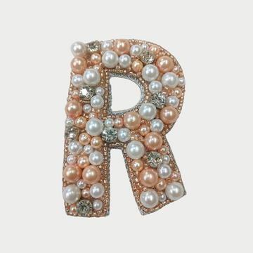 Stone & Pearl Alphabet 'R' Handmade Patch