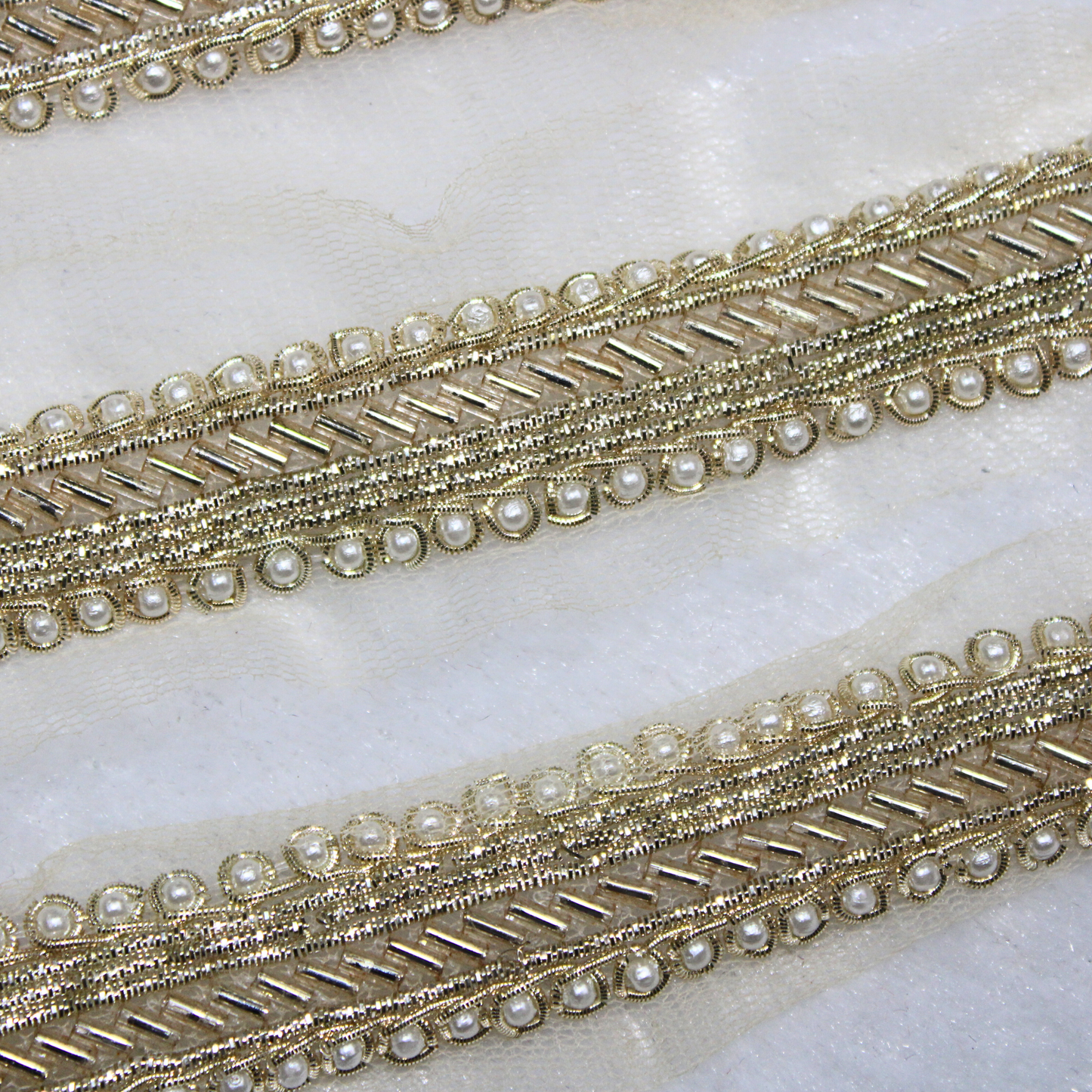 Golden and White Handwork Trim