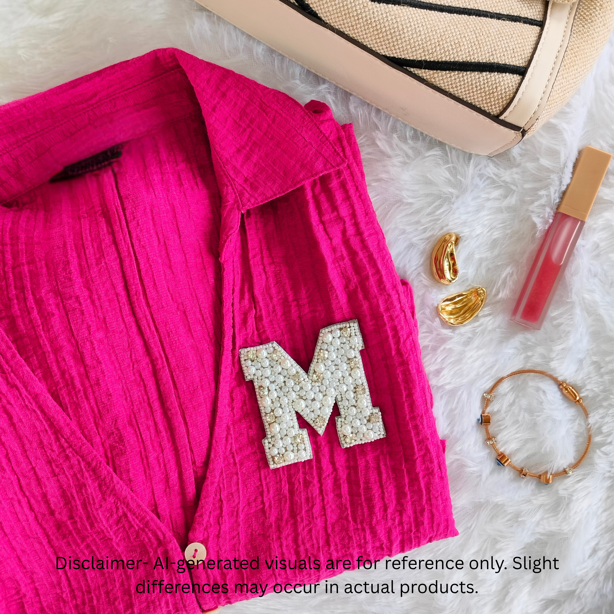 Stone & Pearl Alphabet 'M' Patch