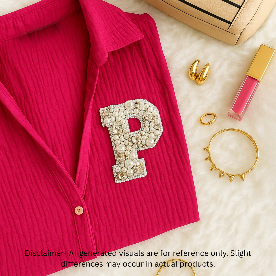 Stone & Pearl Alphabet 'P' Patch