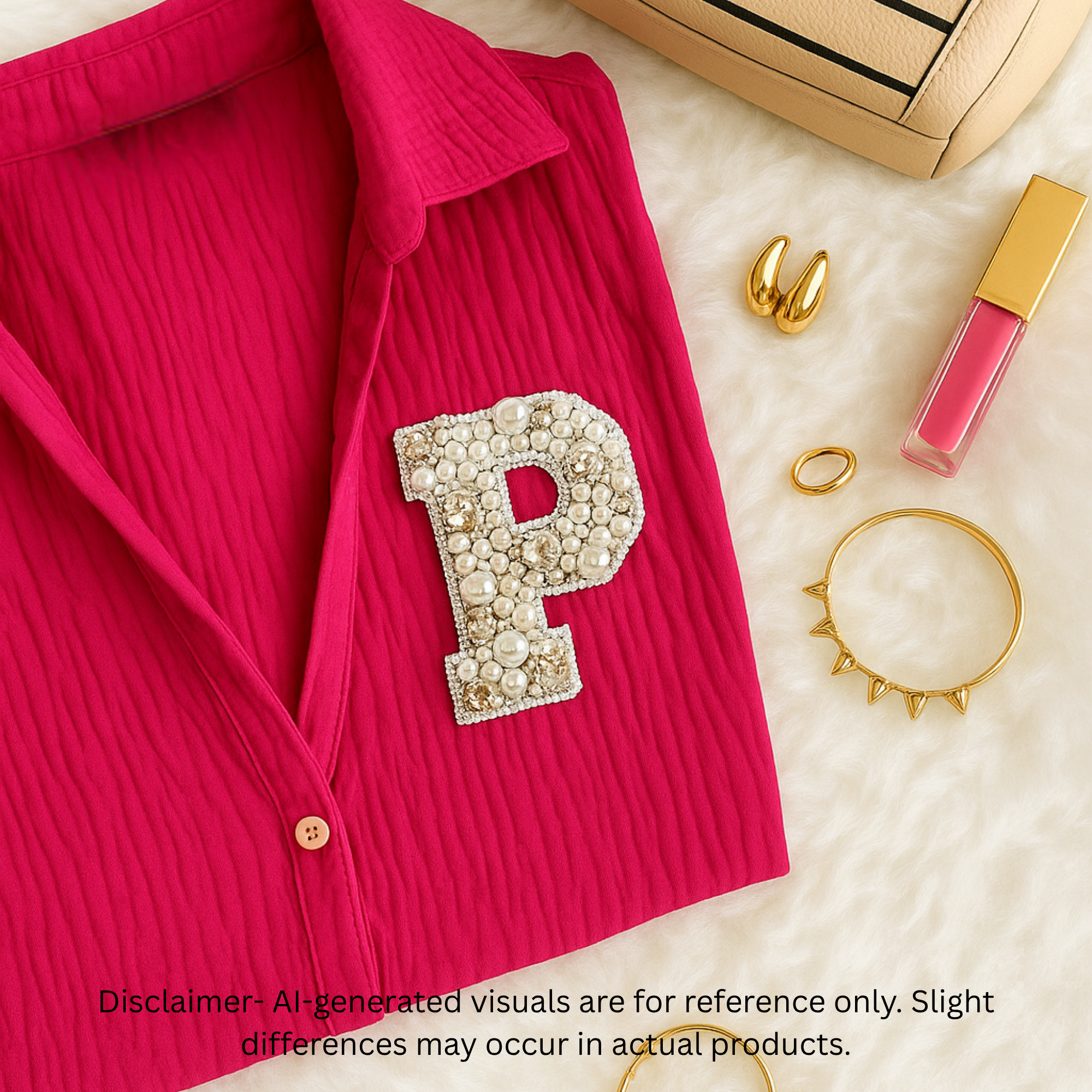 Stone & Pearl Alphabet 'P' Patch