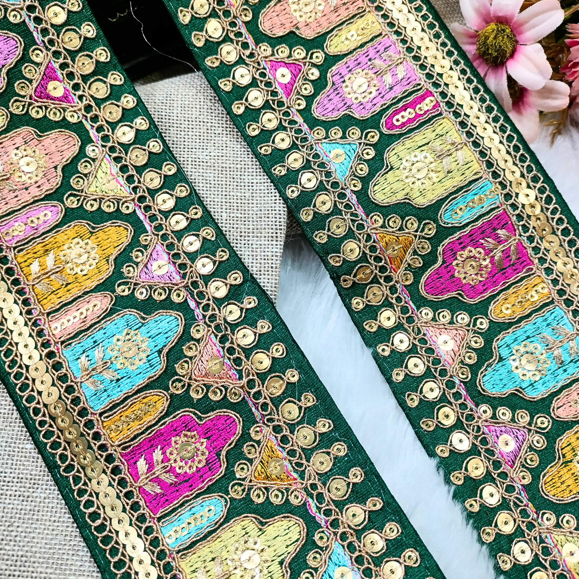 Multicolor Embroidered Lace