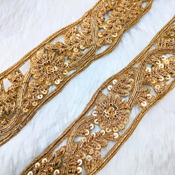 Dark Gold Handcrafted Zardozi Trim