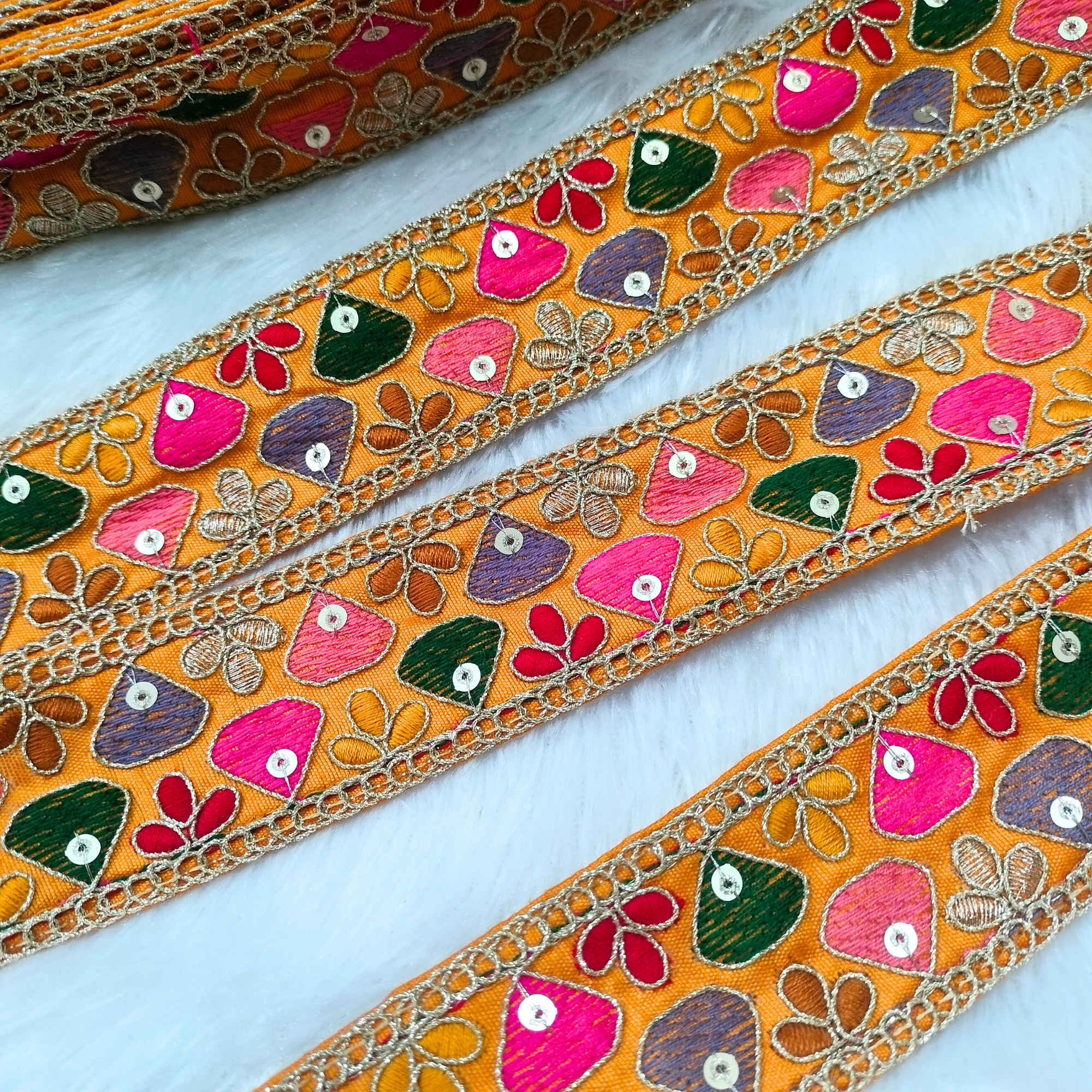 Multicolor Embroidery Tirm