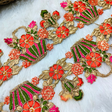 Floral Basket Embroidered Lace