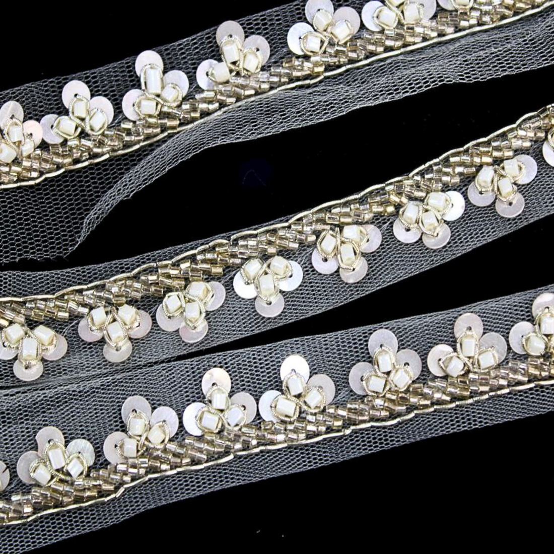 Water Gold Sequin Embellished Handcrafted Trim